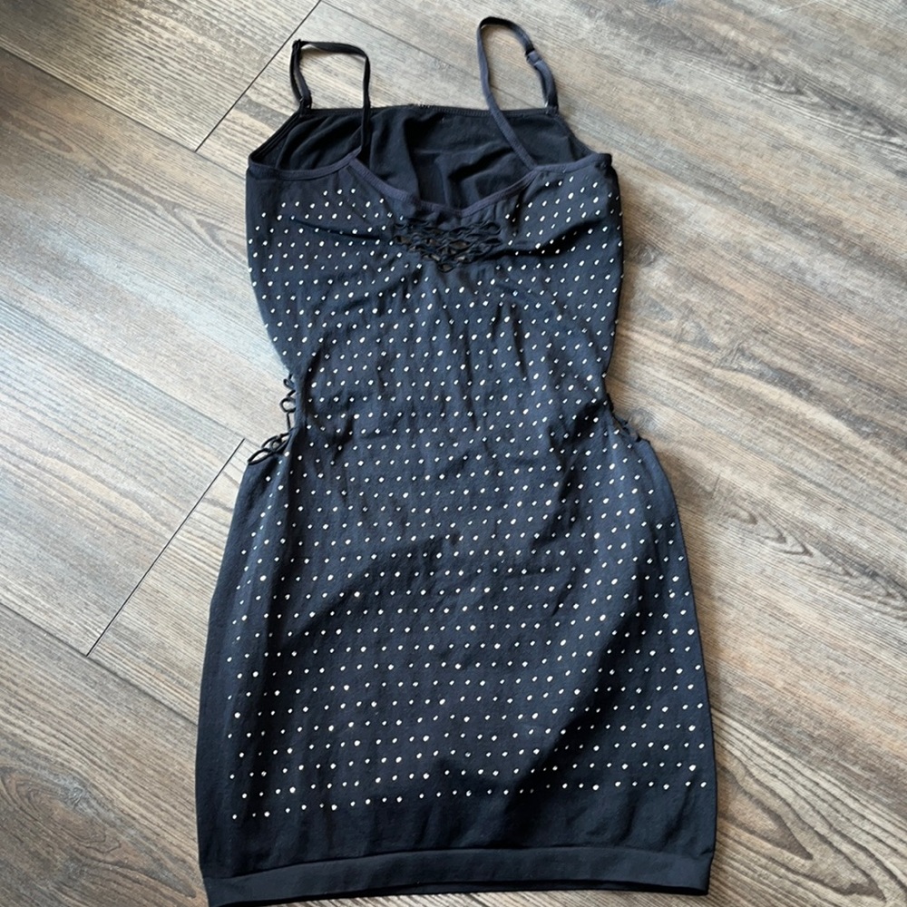 Black diamond club dress stripper fishnet mini dress rave short adjustable strap